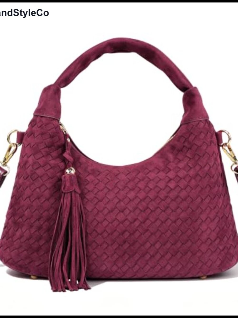 Woven Suede Hobo Shoulder Bag Satchel with Tassel